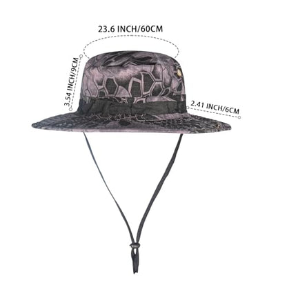 Sun Hats for Men Women Bucket Hat UPF 50+ Boonie Fishing Safari Hat - color: Black Mang Pattern