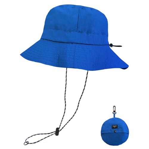 NPQQUAN Sun Bucket Hats for Woman Men Lightweight Sun Hat Packable Foldable - color: (Pure Royalblue)