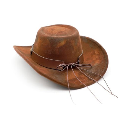 Western Cowboy Hat for Men Cowgirl Hat for Women Unisex Wide Brim Felt Fedora Hats Classic Cowboy Hats - color: Rusty Coffee