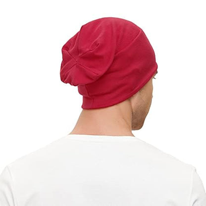 Unisex Slouchy Beanie Cotton Lightweight Beanie Hat Skull Cap Night Sleep Hat Hip-Hop Hat - color: A Red