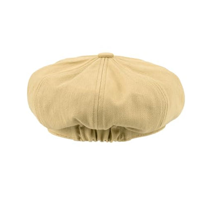C.C Knitted Newsboy Cap for Women – Soft Knit Hat with Adjustable Velcro, Lightweight Warm Winter Style - color: Cotton-beige