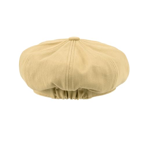 C.C Knitted Newsboy Cap for Women – Soft Knit Hat with Adjustable Velcro, Lightweight Warm Winter Style - color: Cotton-beige