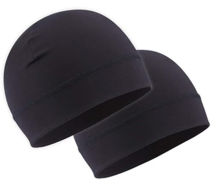 OutdoorEssentials Skull Cap Helmet Liner - Thermal Fleece for Cycling Gear - Stretch Fit Mens Beanie - Lightweight Skull Caps - color: 2 Black