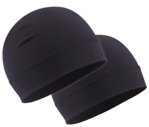 OutdoorEssentials Skull Cap Helmet Liner - Thermal Fleece for Cycling Gear - Stretch Fit Mens Beanie - Lightweight Skull Caps - color: 2 Black