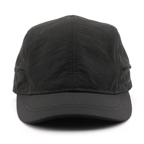 Short Brim Quick-Dry Lightweight Breathable Polyester Baseball Cap Adjustable Drawstring Dad Hat Outdoor Men Women - color: Black