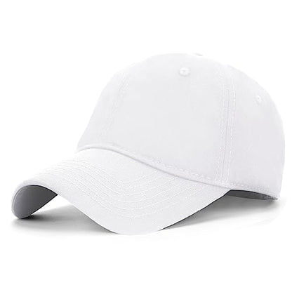 Oversize XXL Baseball Cap for Big Heads 23.6"-25.6", Extra Large Cotton Baseball Hat, Plus Size Unstructured Dad Hats - color: Cotton - White