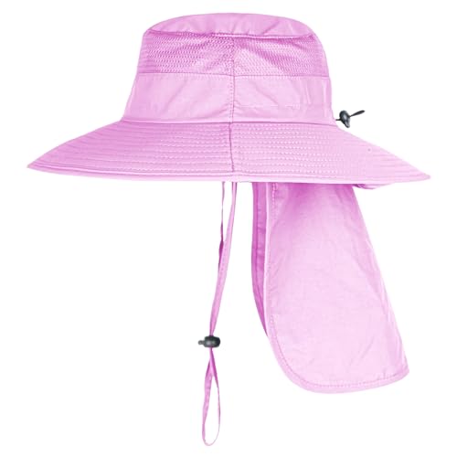 ZOORON Sun Hats for Men Women with Neck Flap Fishing UPF 50+ UV Protection - color: Purple