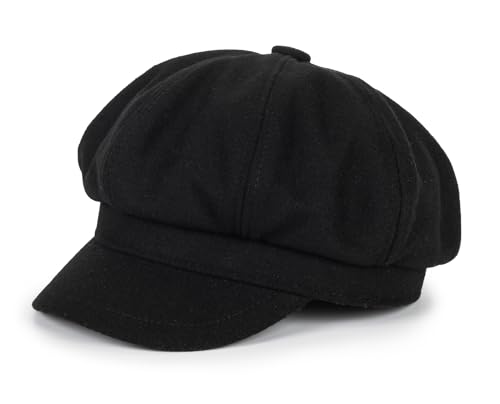 Women Fashion-Newsboy-Cap Baker-Boy-Hat Fall Winter Beret Hats for Ladies - color: Black12