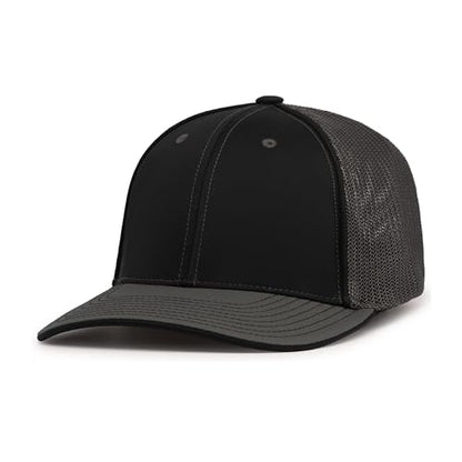 Pacific Headwear Unisex Adult Pacific Headwear Trucker Flexfit® Cap - color: Black/Graphite/Graphite, size: X-Small