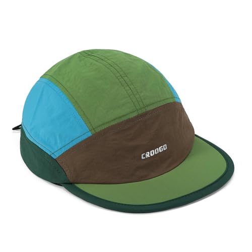 Clakllie Multicolor Short Brim Cap for Men Quick Dry 5 Panel Running Hat - color: Crsb09-green/Taupe