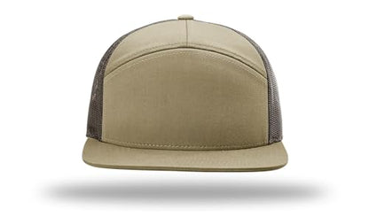 Richardson 168 168P Hat 7-Panel Trucker Cap Hi-Pro Snapback Cap Camo Hat Adjustable Baseball Hat Blank Hat Bulk Hats - color: Pale Khaki/Brown