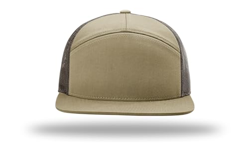 Richardson 168 168P Hat 7-Panel Trucker Cap Hi-Pro Snapback Cap Camo Hat Adjustable Baseball Hat Blank Hat Bulk Hats - color: Pale Khaki/Brown