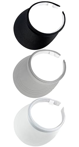 3 Pack Sports Sun Visor Hat Women Men Adjustable Clip On Visors Outdoor Golf Beach Cap - color: Black, White, Grey