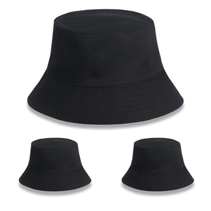 Bucket Hats Bulk Solid Color DIY Blank Hat Bucket Hats for Men, Women and Adults - color: 3pcs Black Bucket Hat
