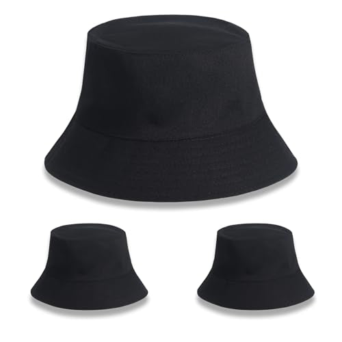 Bucket Hats Bulk Solid Color DIY Blank Hat Bucket Hats for Men, Women and Adults - color: 3pcs Black Bucket Hat