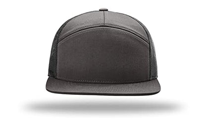 Richardson 168 168P Hat 7-Panel Trucker Cap Hi-Pro Snapback Cap Camo Hat Adjustable Baseball Hat Blank Hat Bulk Hats - color: Charcoal/Black