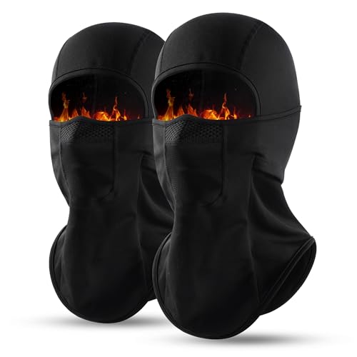 Ski Mask Balalclava Windproof Face Mask Warm Fleece Neck Cover for Cold Weather Helmet Hood for Men & Women - color: A04-2pcs(black+black)