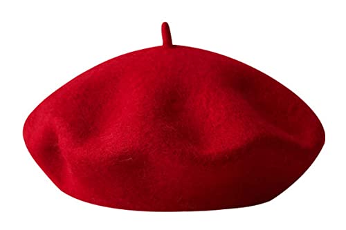 Kids Girls French Beret Hat Artist Hat Solid Warm Beanie Cap Winter Autumn - color: Red