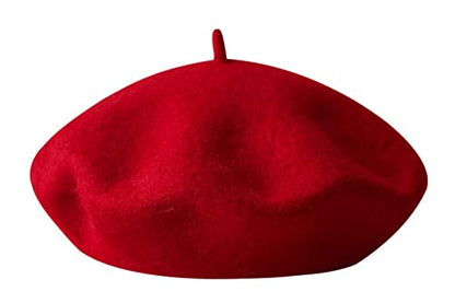 Kids Girls French Beret Hat Artist Hat Solid Warm Beanie Cap Winter Autumn - color: Red