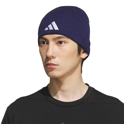 adidas Men's Reversible Skully Beanie - color: Dark Blue/Grey Four-grey Two/White