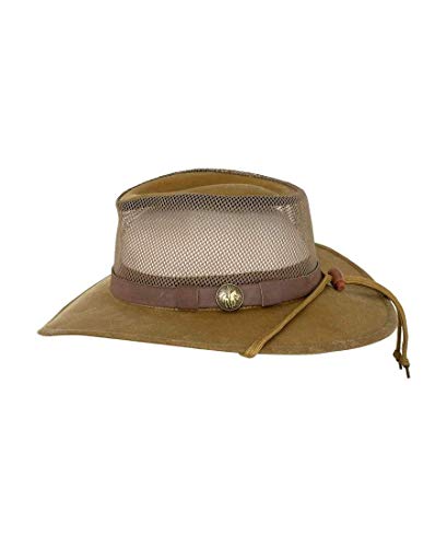Outback Trading Company Unisex 1472 Kodiak with Mesh Sun-Protective Waterproof Breathable Outdoor Cotton Oilskin Hat - color: Field Tan, size: Medium