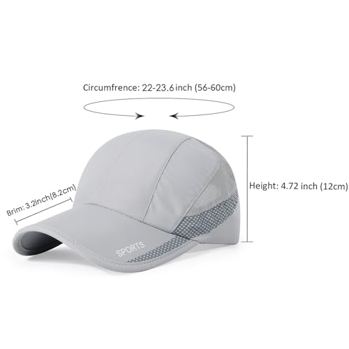 HH HOFNEN Quick Dry Cap Lightweight Running Sports Golf Hat for Men Women - color: #3 Light Gray