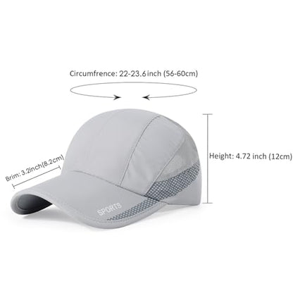 HH HOFNEN Quick Dry Cap Lightweight Running Sports Golf Hat for Men Women - color: #3 Light Grey+black+navy