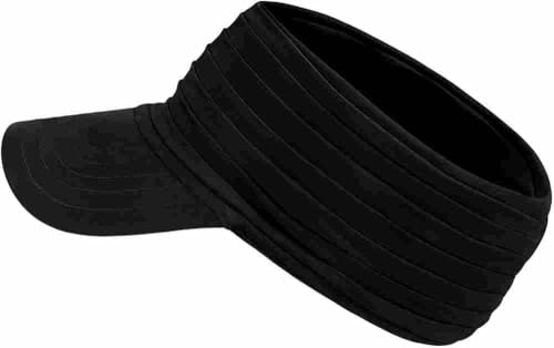 Visor Hats for Women Men Beach Sun UV Protection Wide Brim Lightweight with Ponytail - color: Black