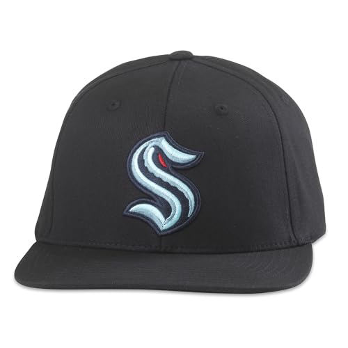 AMERICAN NEEDLE Officially Licensed NHL National Hockey League Archive 400 Adjustable Snapback Baseball Hat - color: Black (Seattle Kraken)