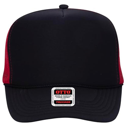 BROTHER TRUCKERS The World's Greatest Polyester Trucker Hat Blank in 73+ Colors - Wholesale Snapback Hat - color: Black/Black/Red