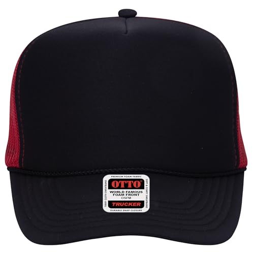 BROTHER TRUCKERS The World's Greatest Polyester Trucker Hat Blank in 73+ Colors - Wholesale Snapback Hat - color: Black/Black/Red
