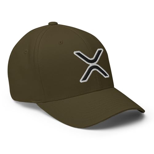 FX XRP Fitted Hat Embroidered Curved Bill Mid Crown Closed-Back Structured Twill Cap - color: Olive, size: Large-X-Large