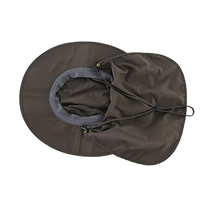 Home Prefer Outdoor UPF50+ Mens Sun Hat with Neck Flap Womens UV Protection Hat Wide Brim Safari Fishing Hiking Gardening Hat - color: Army Green