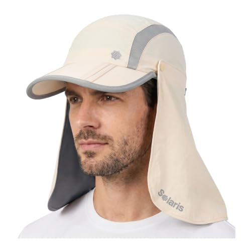Solaris UPF 50+ Running Cap Mesh Baseball Hat Foldable Unisex - color: Beige, size: Shield