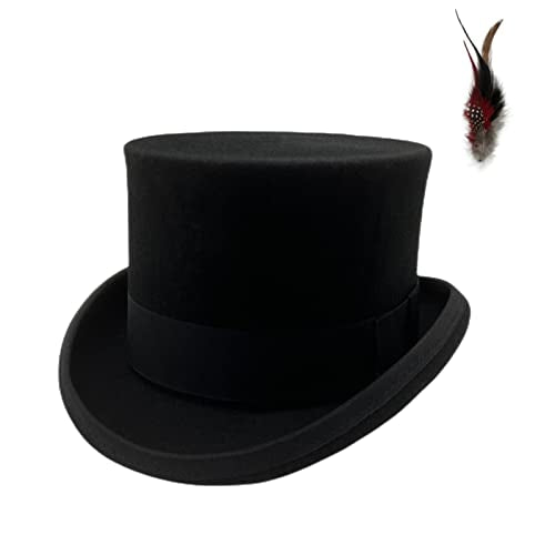 Wool Top Hat for Men Women Topper Hat Mens Tall Tophat Christmas Costume - color: Black, size: X-Small
