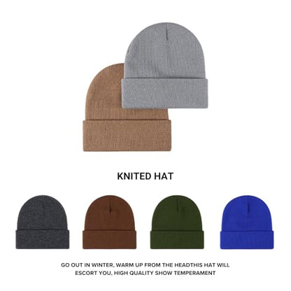 Winter Beanie Men Women Heavyweight Stretch Knit Cuffed Hat - color: Black,plain