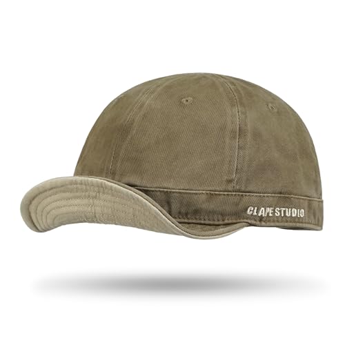 Clakllie Cotton Short Brim Hat for Men Vintage Cadet Style Baseball Cap - color: Clsb06-khaki