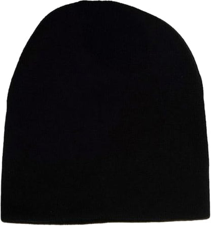 TOP HEADWEAR Skull Beanie Short Knit Cuffless Winter Hat Embroidered Skulls - color: Black Skulls