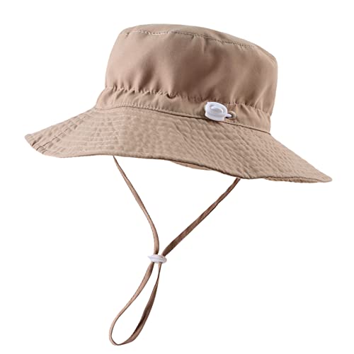 Peecabe Summer Baby Sun Hat for Boys Girls UPF 50+ Wide Brim Toddle Bucket Hat Adjustable Baby Beach Cap 0-8 Years - color: 1a-khaki, size: 2-8 Years