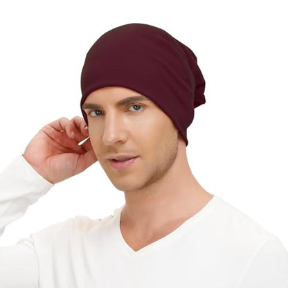 Unisex Slouchy Beanie Cotton Lightweight Beanie Hat Skull Cap Night Sleep Hat Hip-Hop Hat - color: Vine
