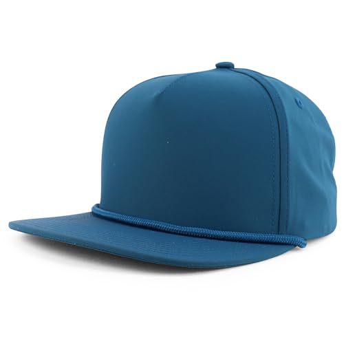 Trendy Apparel Shop 5 Panel Hybrid Perforated Rope Flatbill Snapback Cap - color: Teal