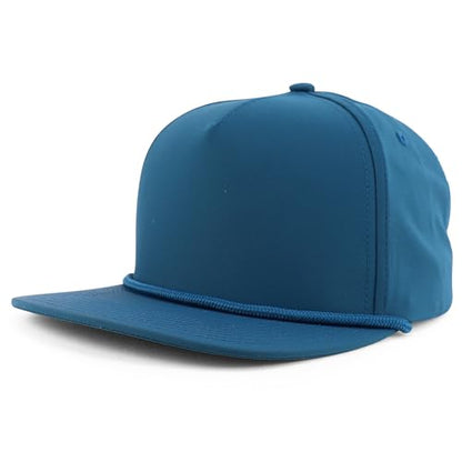 Trendy Apparel Shop 5 Panel Hybrid Perforated Rope Flatbill Snapback Cap - color: Teal