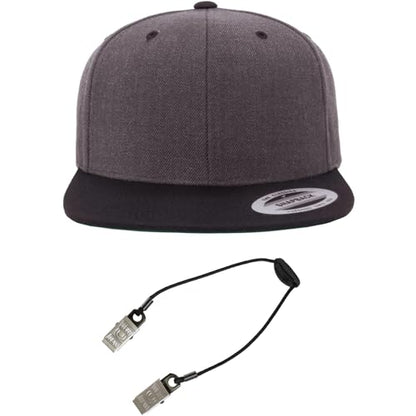 Yupoong Classics 6089 Wool-Blended Snapback Cap Bundle w/Cap Catcher - color: Dark Heather/Black