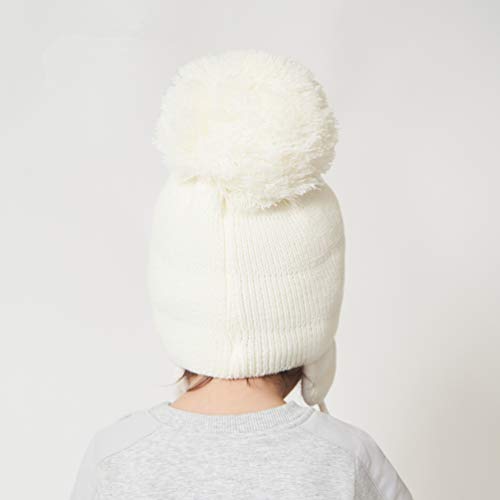 Baby Toddler Beanie Earflap Winter Hat Fleece Lined Knit Cap Girls Boy - color: White, size: 2-5T