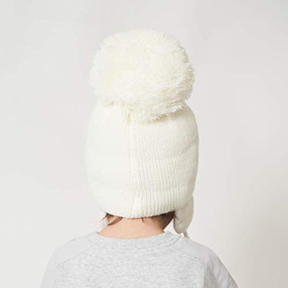 Baby Toddler Beanie Earflap Winter Hat Fleece Lined Knit Cap Girls Boy - color: White, size: 2-5T