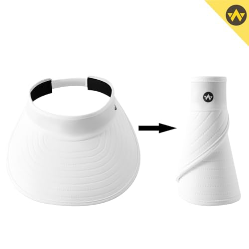 WANDER Sun Visor Hat Wide Brim Packable Large Beach Cap for Women - color: White