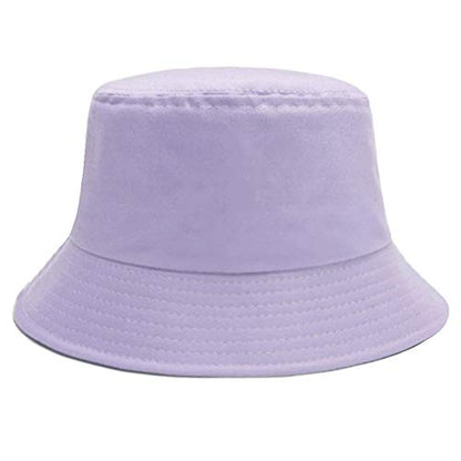Bucket Hat for Women Men, Reversible Cotton Summer Sun Beach Cap Solid Color Style - color: A-lavender