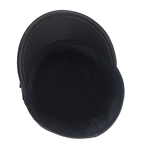 Leather Fiddler Cap Biker Cap Greek Fisherman Unisex Style - size: Large