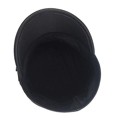 Leather Fiddler Cap Biker Cap Greek Fisherman Unisex Style - size: Large