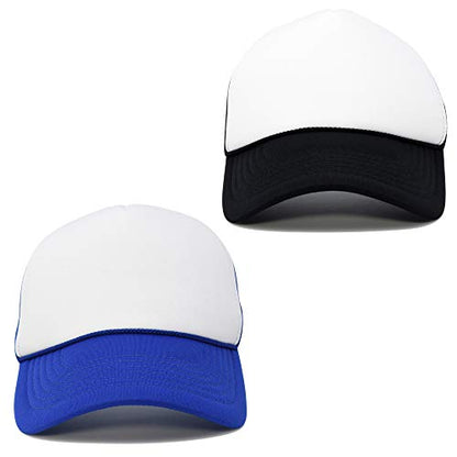 DALIX Two Tone Blank Trucker Hats Caps (2 for 1) - color: Black/Royal Blue